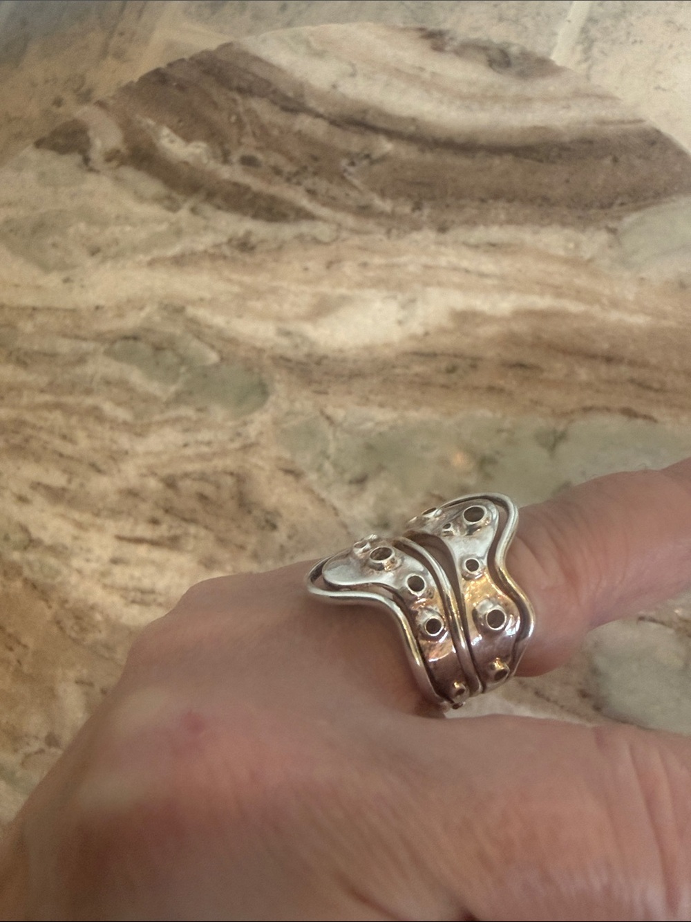 Robert Lee Morris Sculptural Stacked Ring - Silver | Size 6 - Picture 6 of 12